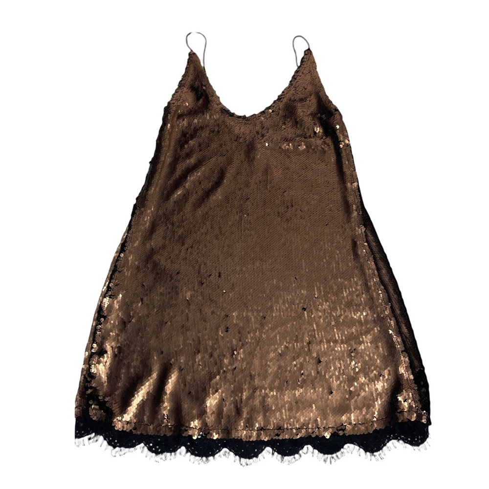 Last Chance….Free People Seeing Double Metallic Sequin Slip Dress xs - Picture 3 of 15
